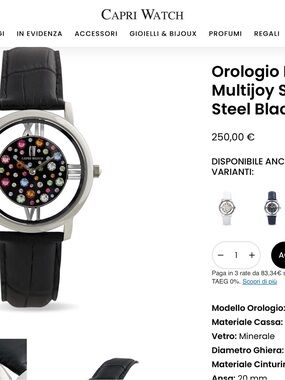 CAPRI Multijoy Steel Black Watch with Multicolored Crystal Dial